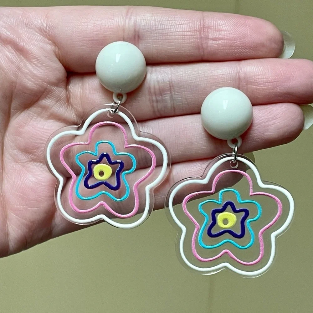 Clear acrylic flower earrings